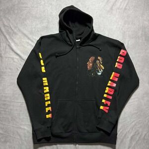 The Roxx Bob Marley Lion Graphic Zip Up Hoodie Mens Large Reggae Sweatshirt